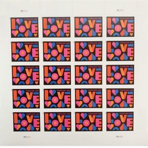 100 Love 2021 USPS Hearts Forever Postage Stamps Mail Valentines Wedding Invites